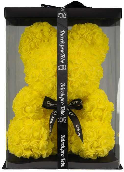 Medvídárek Big Classic medvídek z růží dárkově balený, 40 cm, žlutý