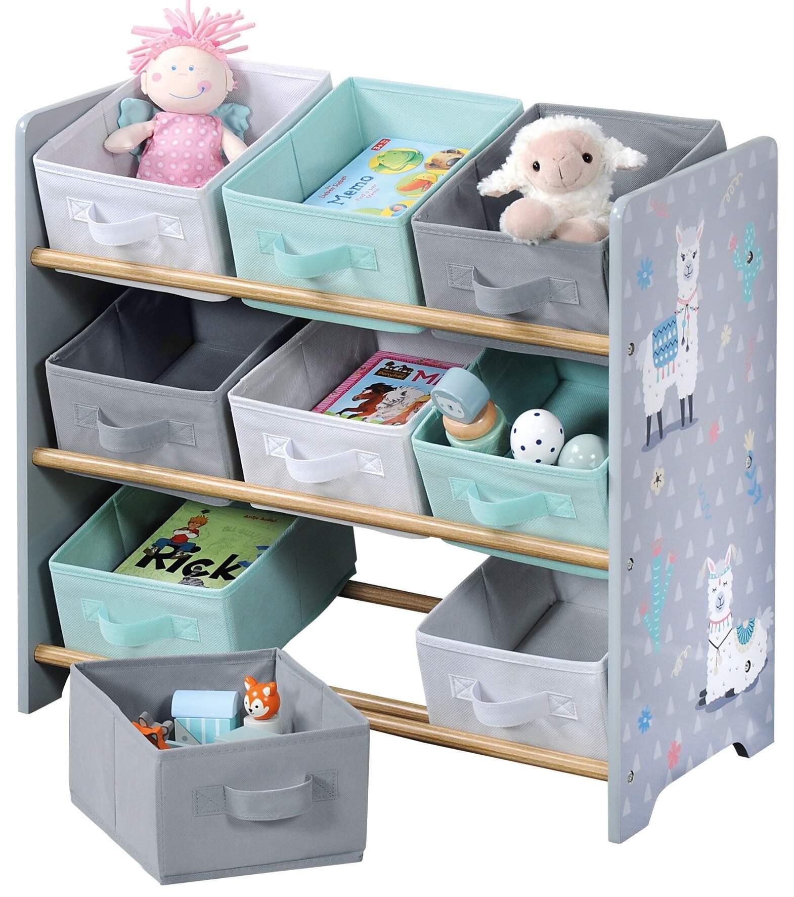 Úložný regál Kesper s 9 látkovými boxy Alpaka
