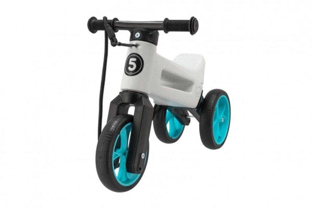 Odrážedlo Funny wheels Rider SuperSport bílé/tyrkys 2v1+popruh,výš.sedla28/30cm nos.25kg 18m+v sáčku