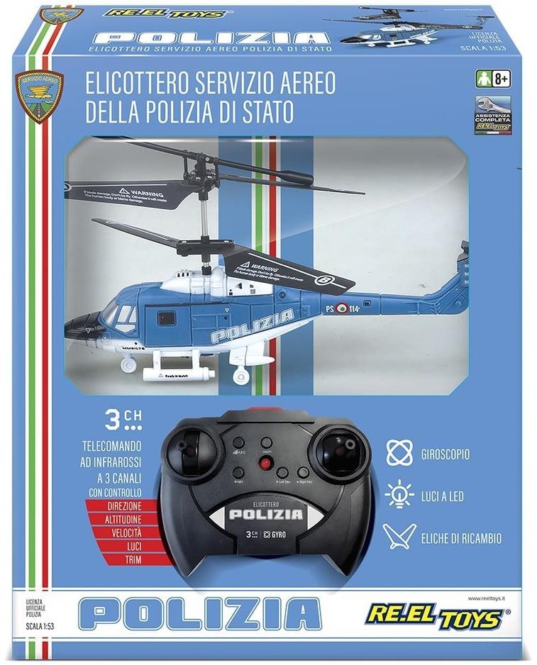 RE.EL Toys RC vrtulník policejní 3 kanály, gyroskop RTF sada
