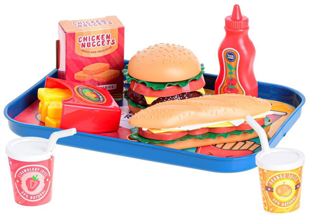 Mikrotrading Fast food set s podnosem 26 × 19 cm, 26 ks v sáčku