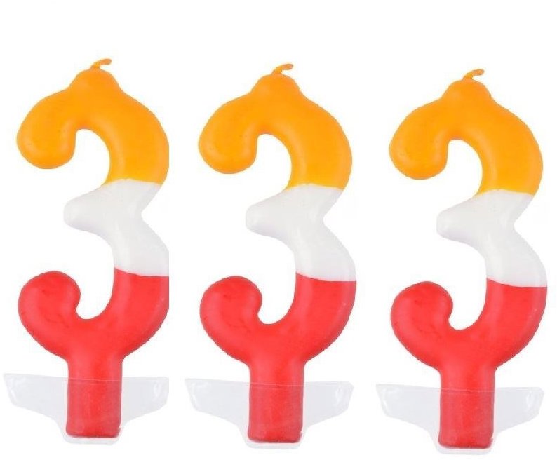 ARPEX Svíčka barevná číslo 3, 3 ks