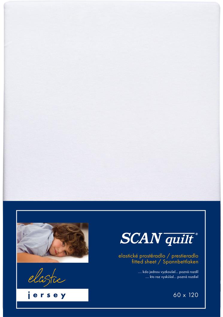 SCANquilt prostěradlo do postýlky JERSEY ELASTIC LYCRA bílá 60 × 120 cm