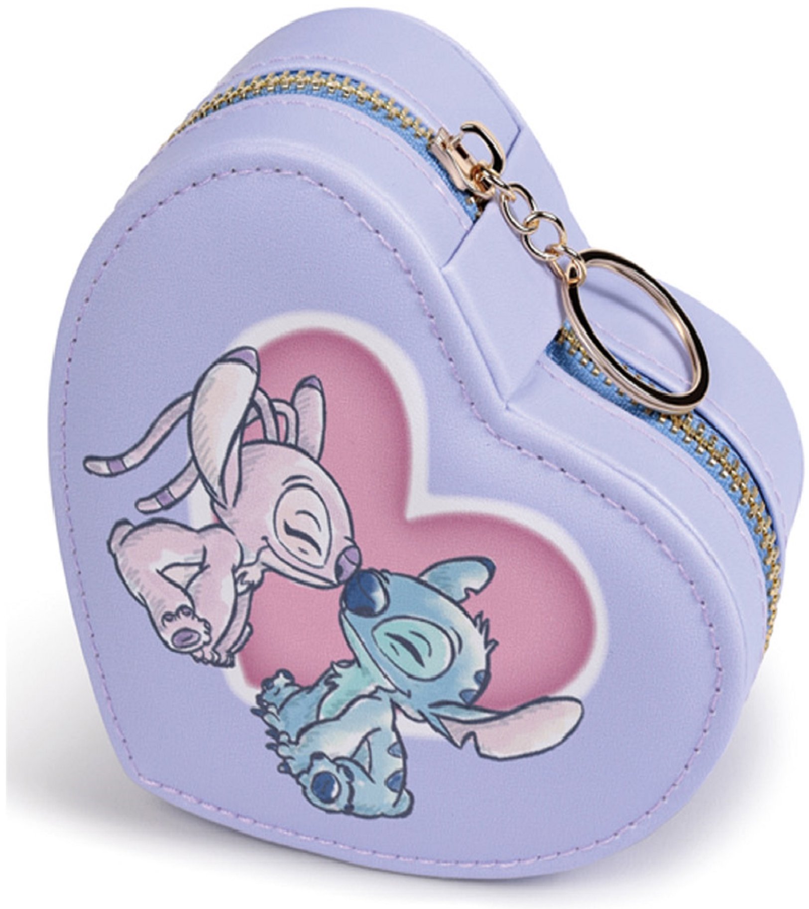 Disney Šperkovnice Stitch & Angel ve tvaru srdce, na zip, fialová