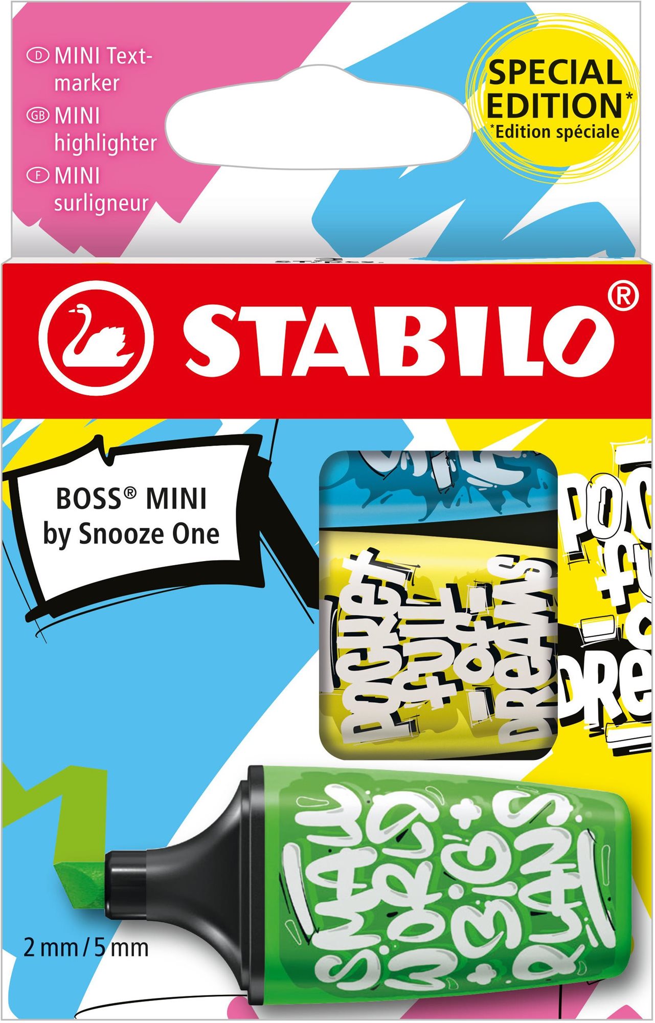 STABILO BOSS MINI - 3 ks sada, modrá, žlutá, zelená