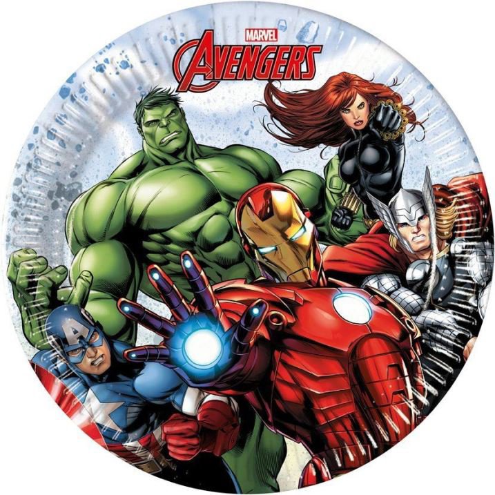 SMART BALLOONS Papírové talíře Avengers 20 cm, 8 ks
