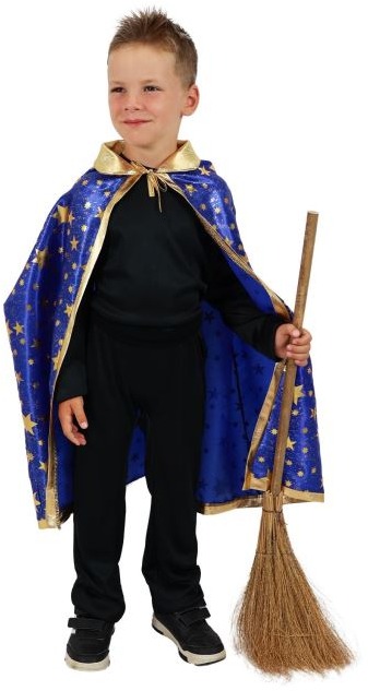 Dětský kouzelnický modrý plášť s hvězdami