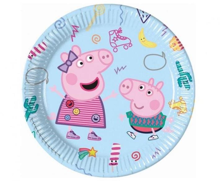 Papírové talíře prasátko Pepina - Peppa Pig, 23 cm, 8 ks