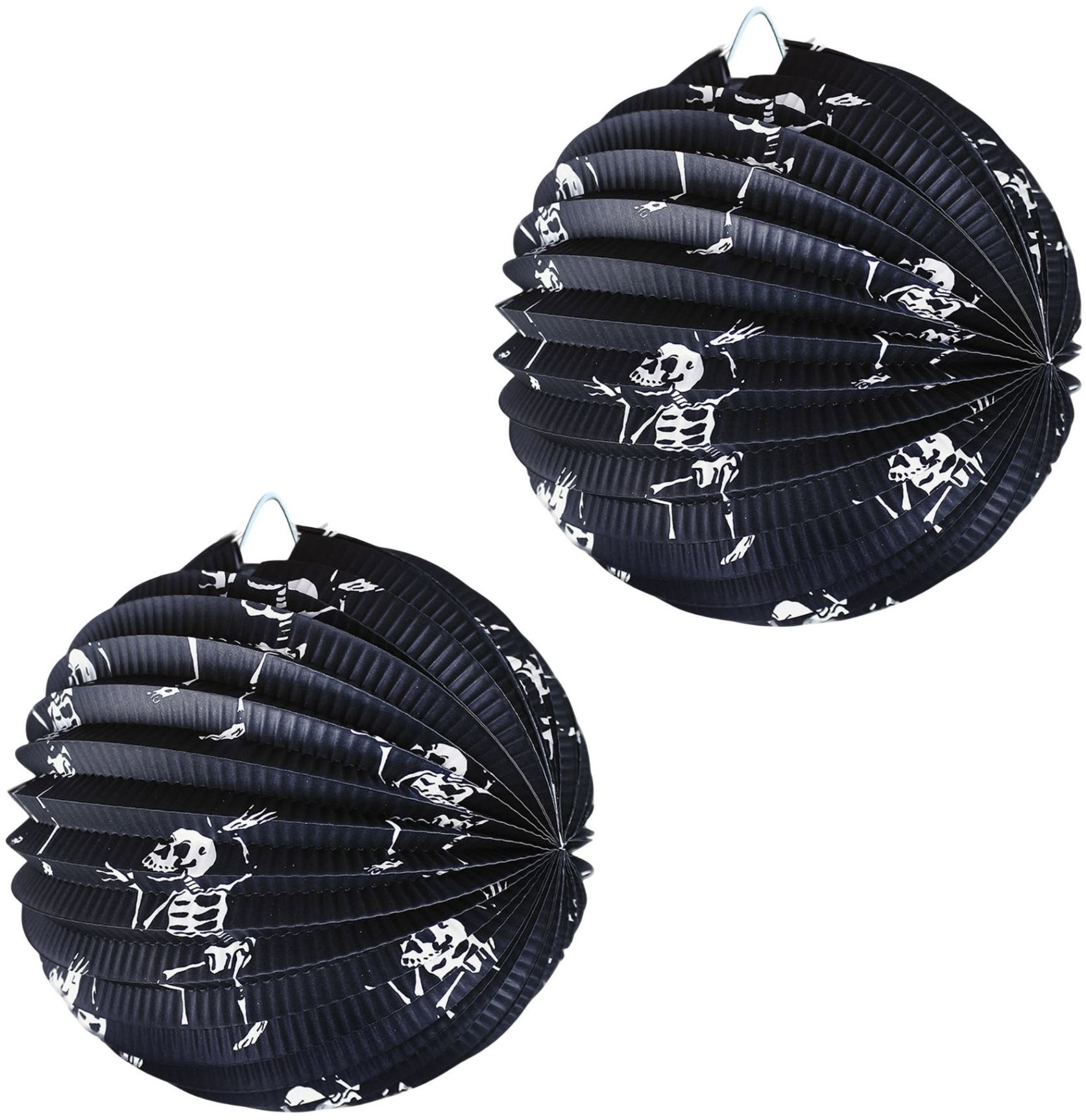 RAPPA Lampion Halloween kulatý, kostlivci, 25 cm, 2 ks
