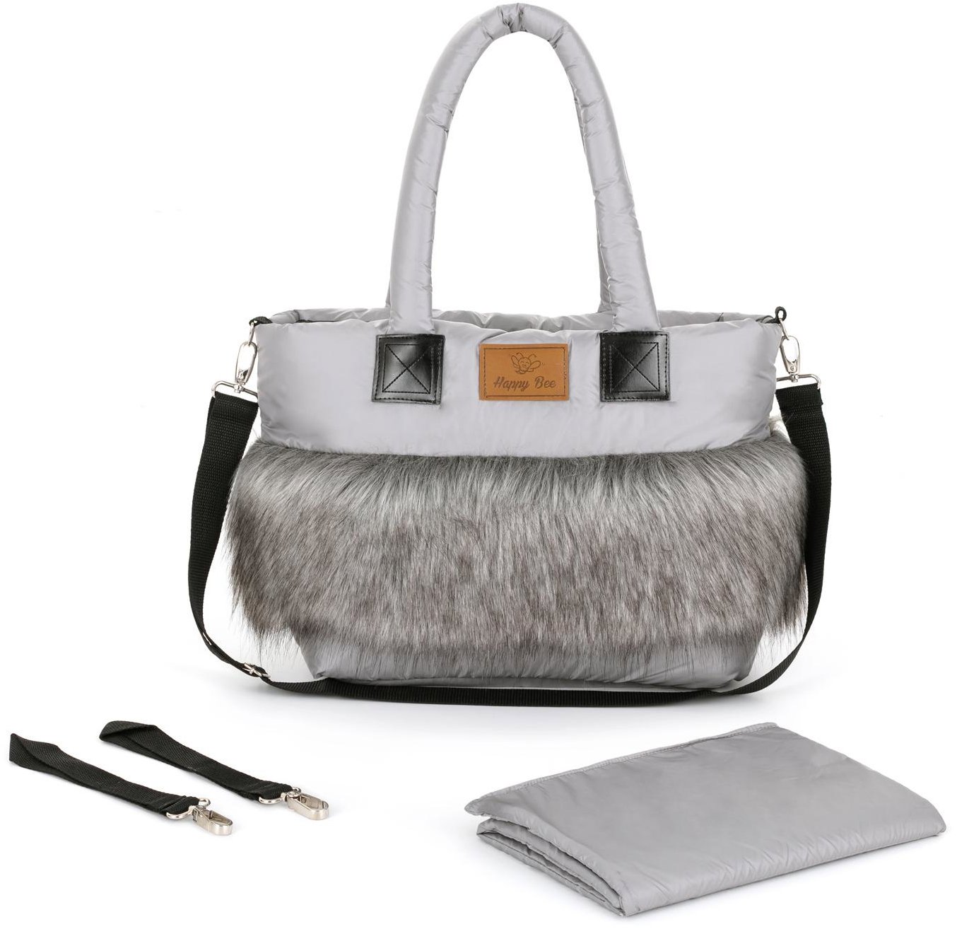 HappyBee Taška s kožíškem Trinity grey