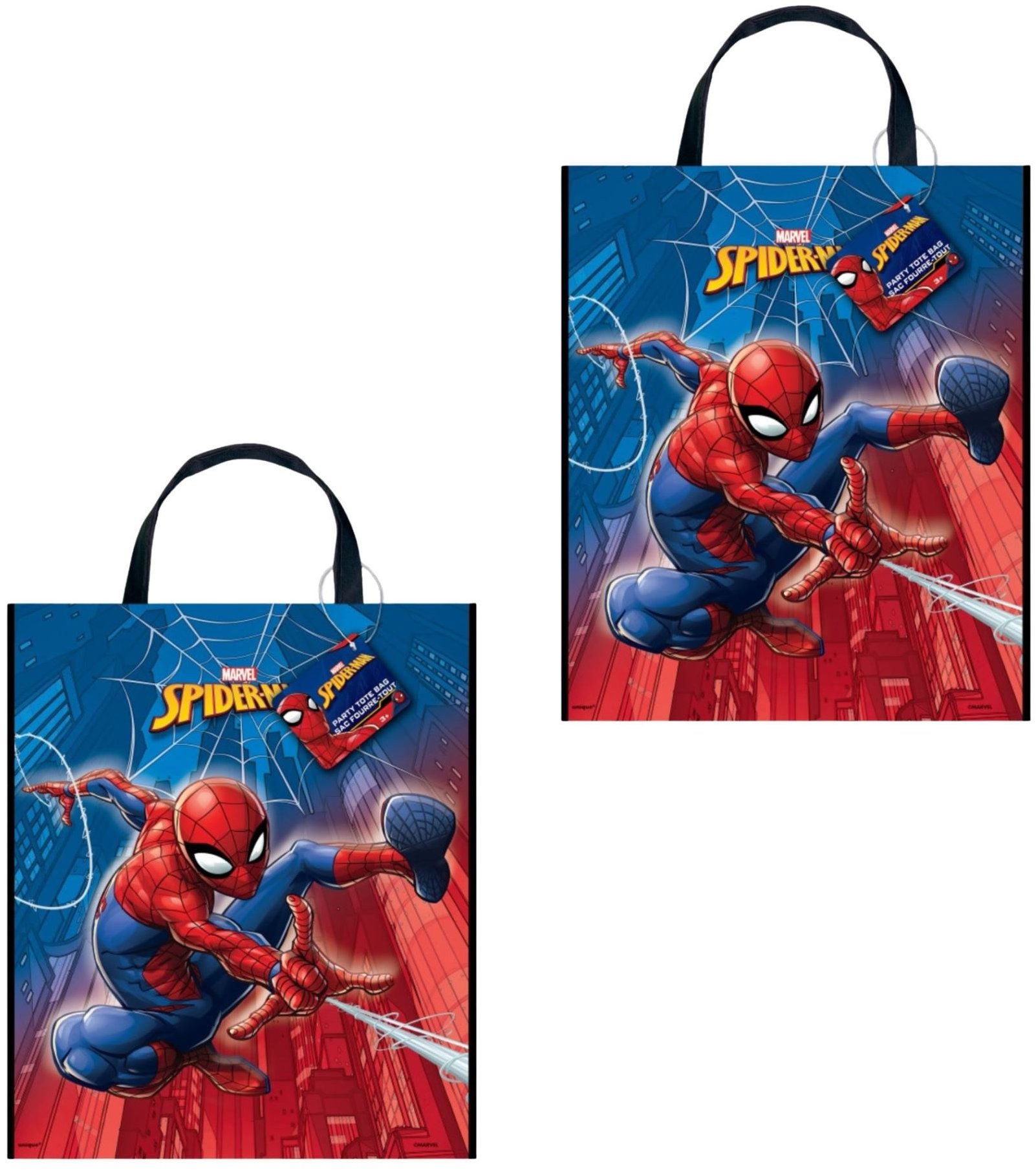 UNIQUE Párty taška Spiderman, plastová 28 x 33,5 cm, 2 ks