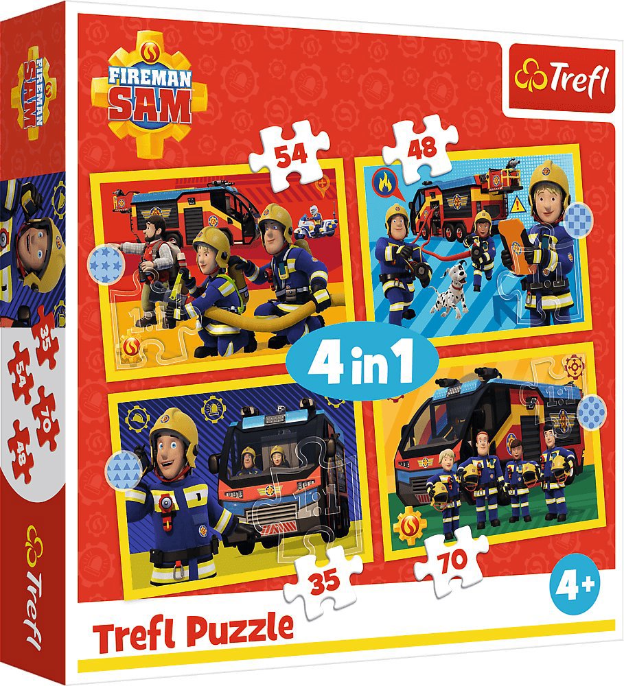 Trefl Puzzle 4 v 1 Požárník Sam 35, 48, 54 ,70 dílků