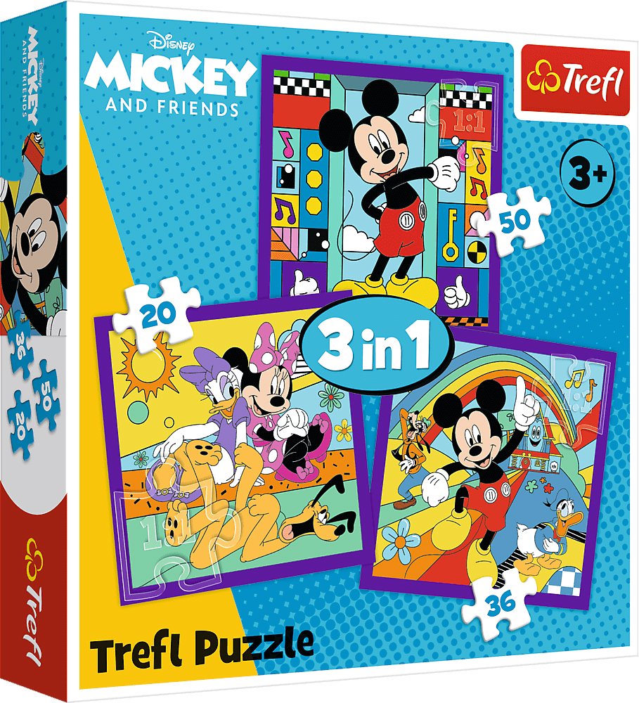 Trefl Puzzle 3v1 Mickey Mouse a jeho veselá parta 20,36,50 dílků