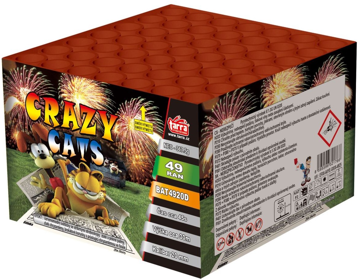 TARRA Ohňostroj baterie výmetnic - crazy cats 49 ran