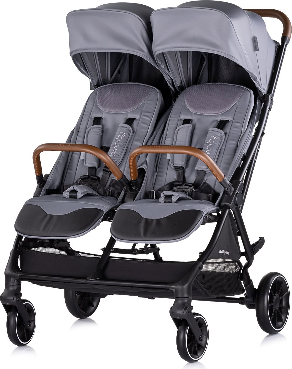 CHIPOLINO Kočárek pro dvojčata sportovní Twinity Cloud grey