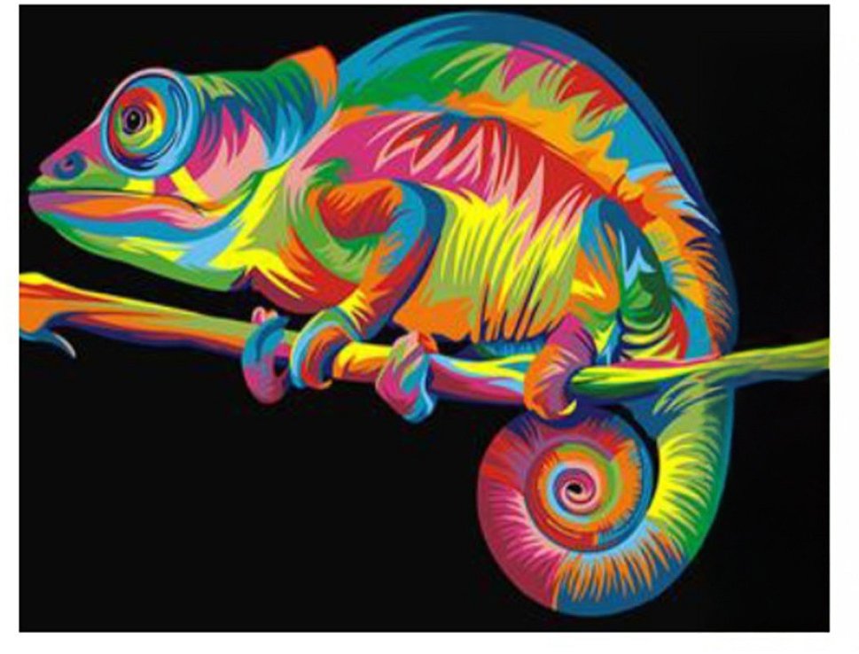 Vikpap Malování podle čísel, plátno 30 × 20 cm - Barevný chameleon