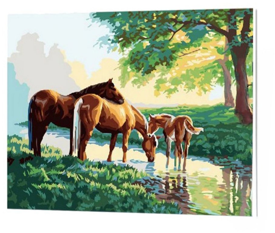 Vikpap Malování podle čísel, plátno 30 × 20 cm - Koně u vody