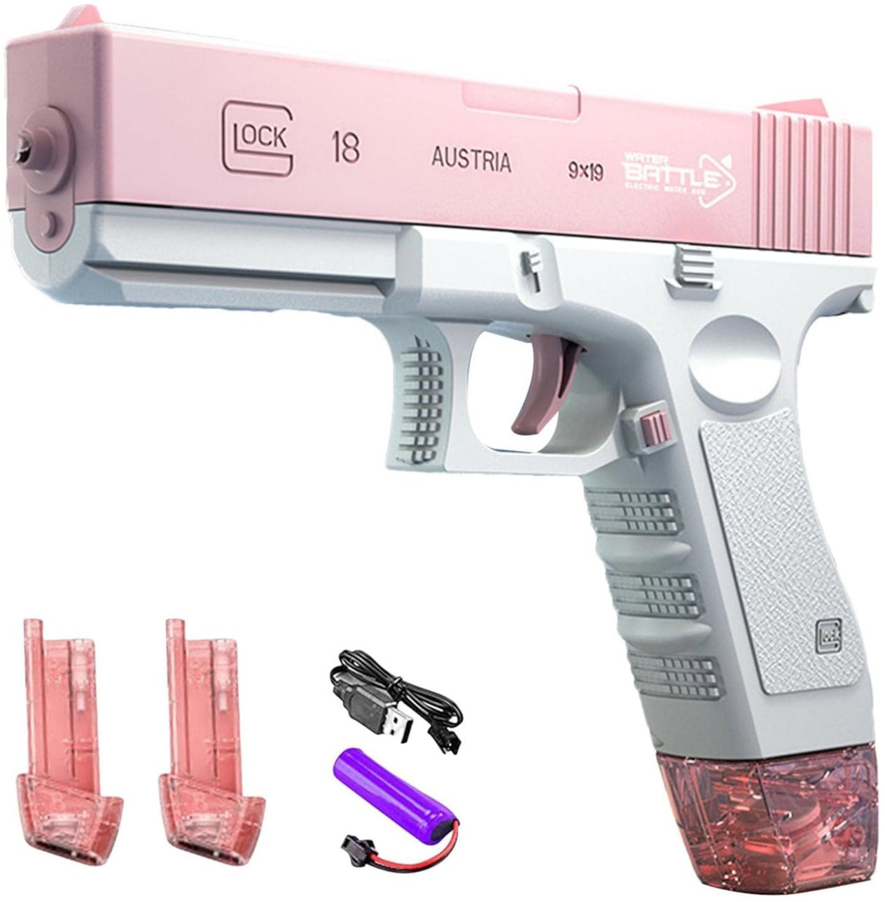 Toybit Automatická vodní pistole Splash se zásobníky, růžová