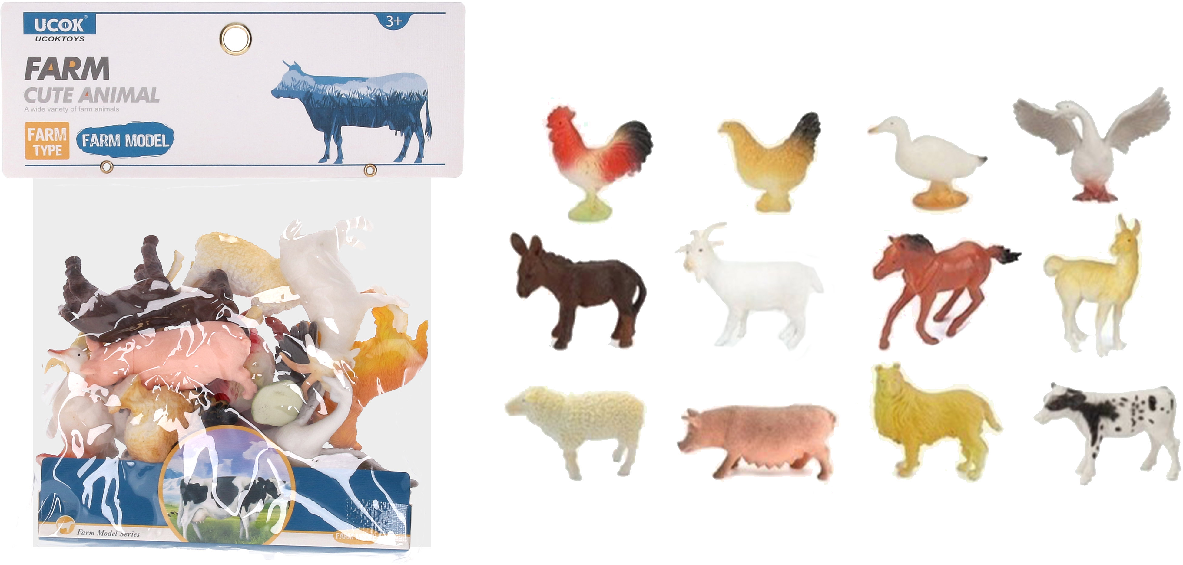 Wiky Zvířátka figurky farma 10 cm, 12 ks
