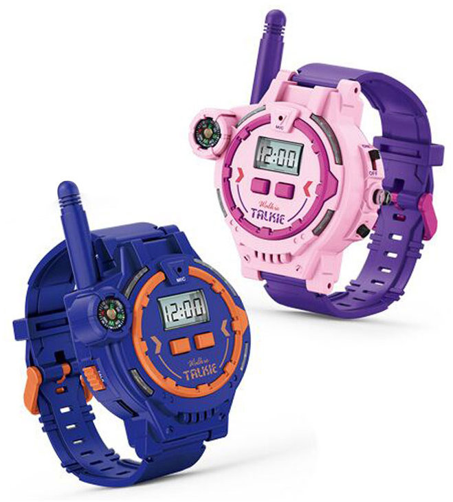 Wiky Hodinky a vysílačka walkie-talkie set 2 ks, 9 × 6 cm, fialové