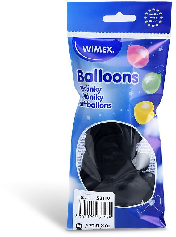 Wimex Nafukovací balónky 25 cm, černé 10 ks