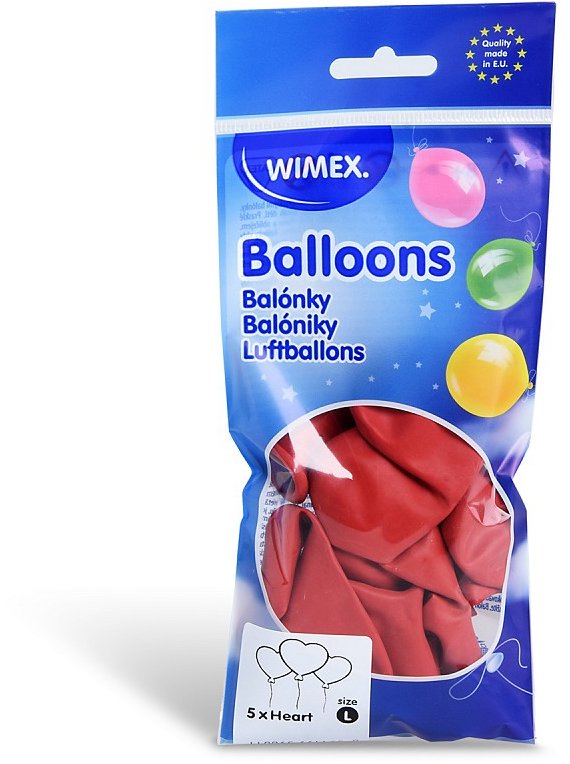 Wimex Nafukovací balónek Srdce 35 cm, červený 5 ks