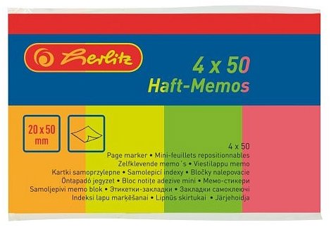 HERLITZ 20 x 50 mm, 4x 50 lístků, neonový mix