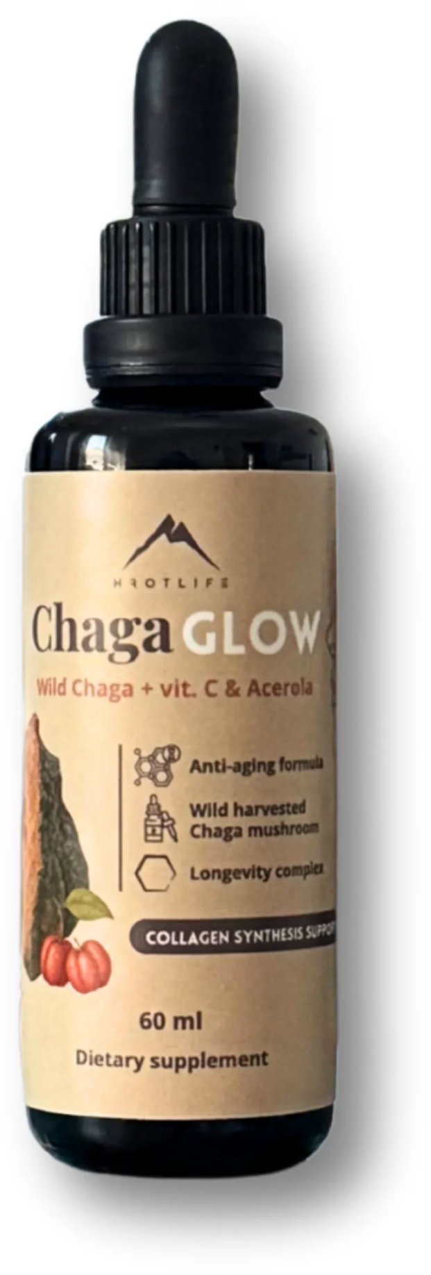 Hrotlife Chagaglow tinktura s vitamínem C, B6 a B12 60 ml