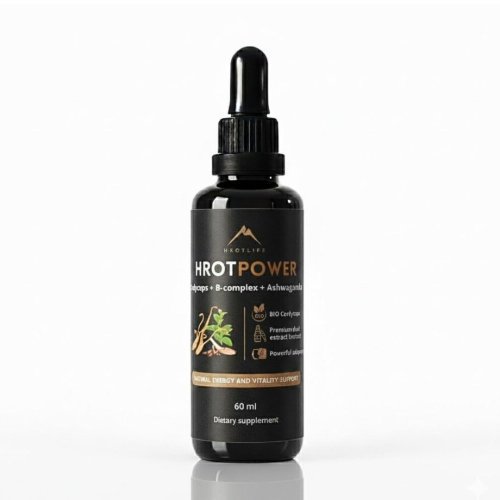Hrotlife Hrotpower - tinktura z Cordyceps + B-komplex + Ashwagandha 60 ml