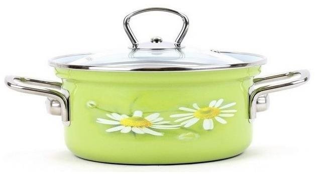 Belis Smaltovaný rendlík se skl. poklicí Daisy 24 cm, 4,5 l