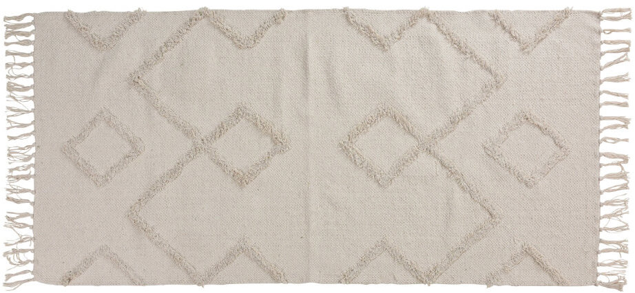 Home Styling Collection Bavlněný koberec s třásněmi, 70 × 140 cm, bílý