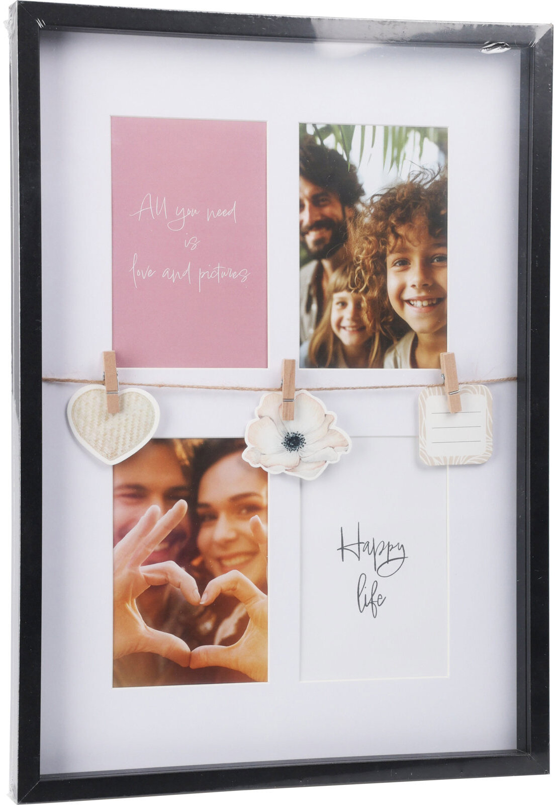 Home Styling Collection Fotorámeček s dekorací, 31 × 27 × 43,5 cm, černý rám