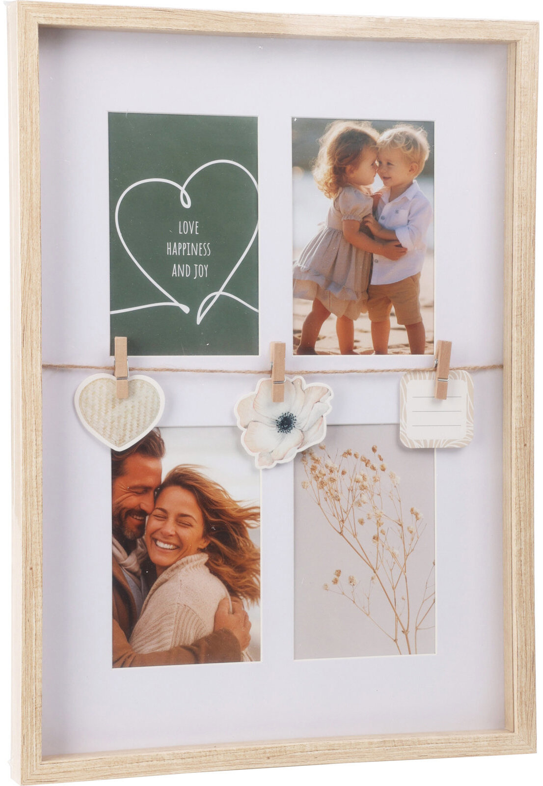 Home Styling Collection Fotorámeček s dekorací, 31 × 27 × 43,5 cm, hnědý rám