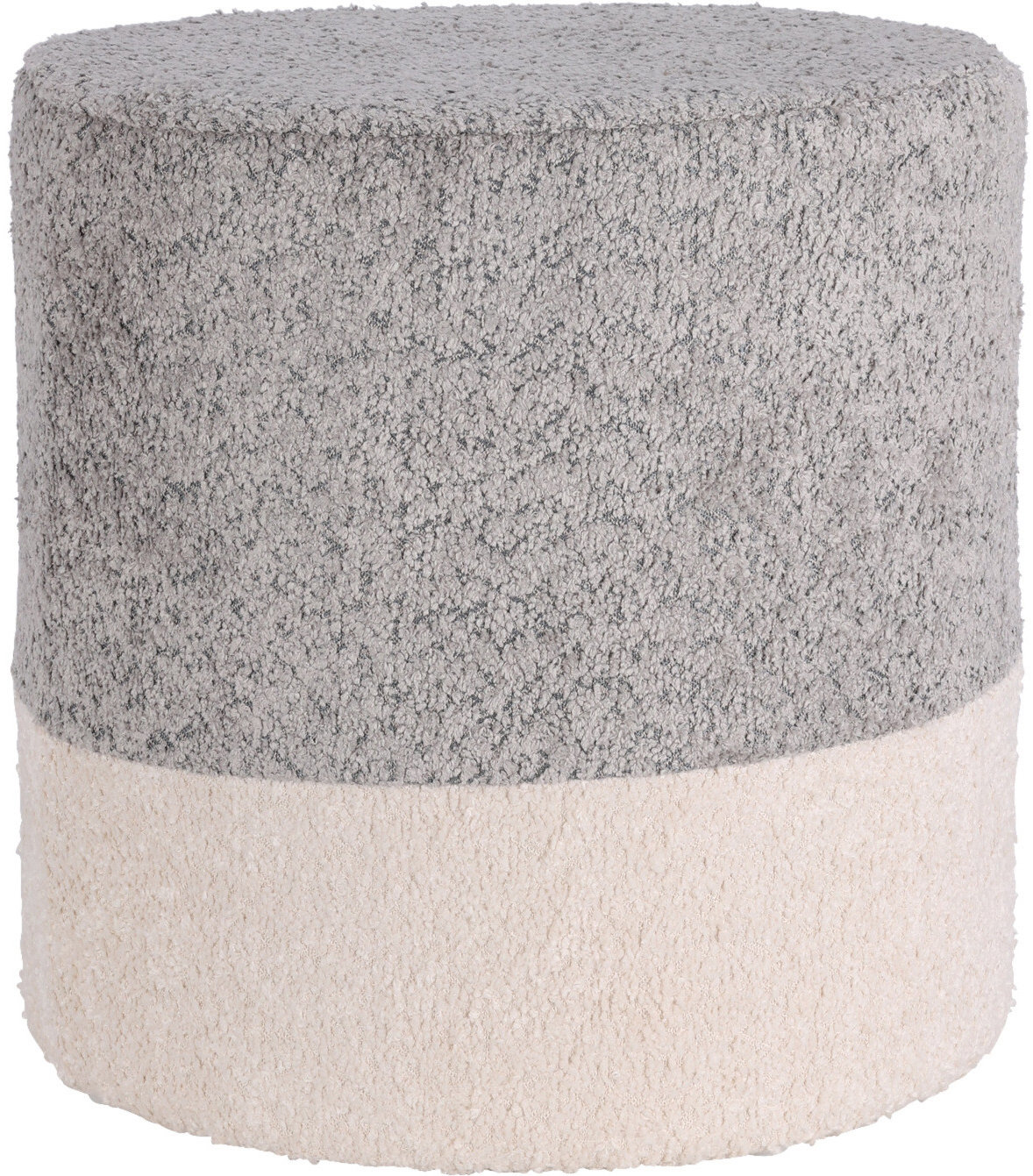 Home Styling Collection, Kulatý čalouněný puf ve dvou barvách boucle, 34 × 35 cm, šedý
