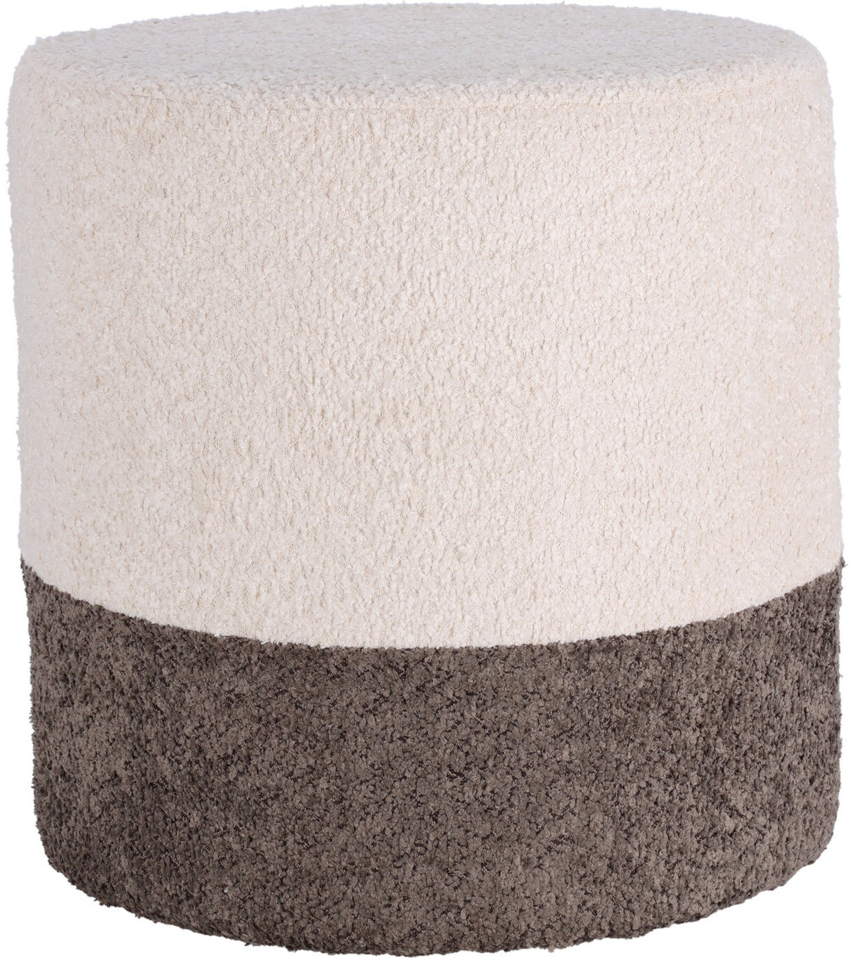 Home Styling Collection, Kulatý čalouněný puf ve dvou barvách boucle, 34 × 35 cm, světle béžový