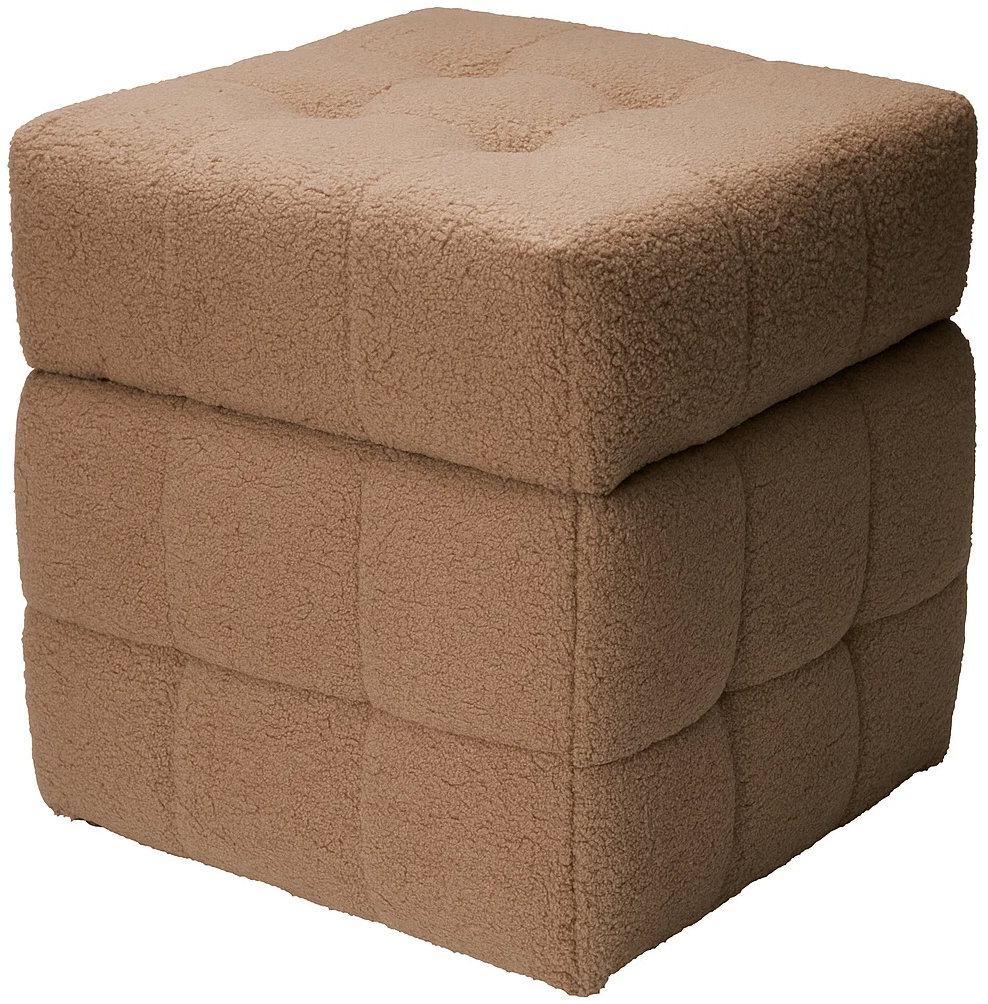 Home Styling Collection Taburet s úložným prostorem SQUARE, potah „beránek“, 38 × 38 × 37 cm, hnědý