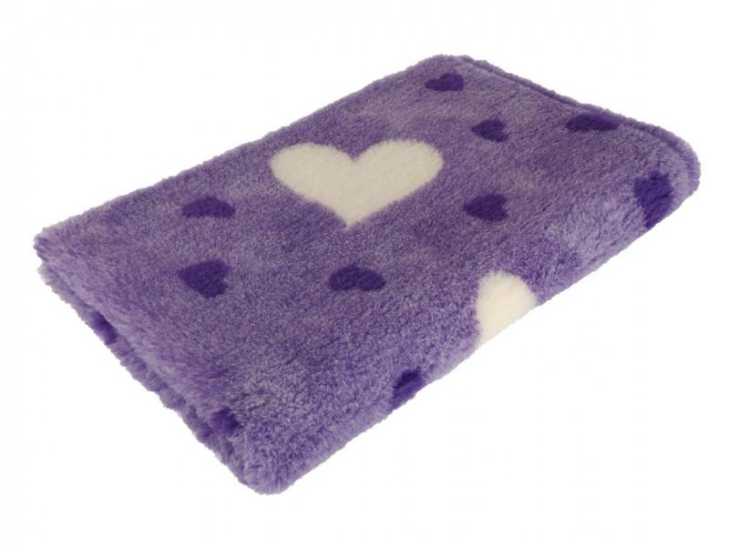 HS VetBedding Premium fialová – fialové malé a bílé velké srdce 160 × 100 cm