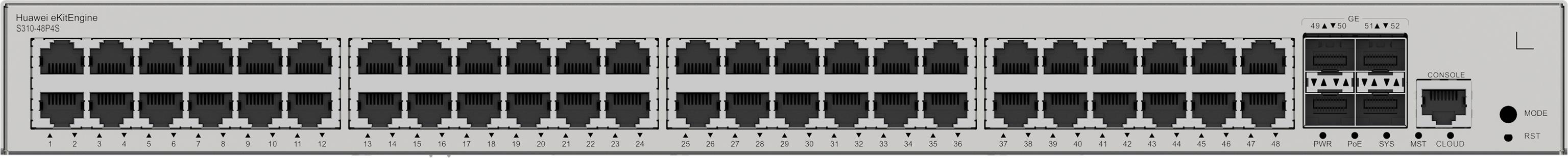 Huawei S310-48P4S switch s 48 porty a výkonem 380 W