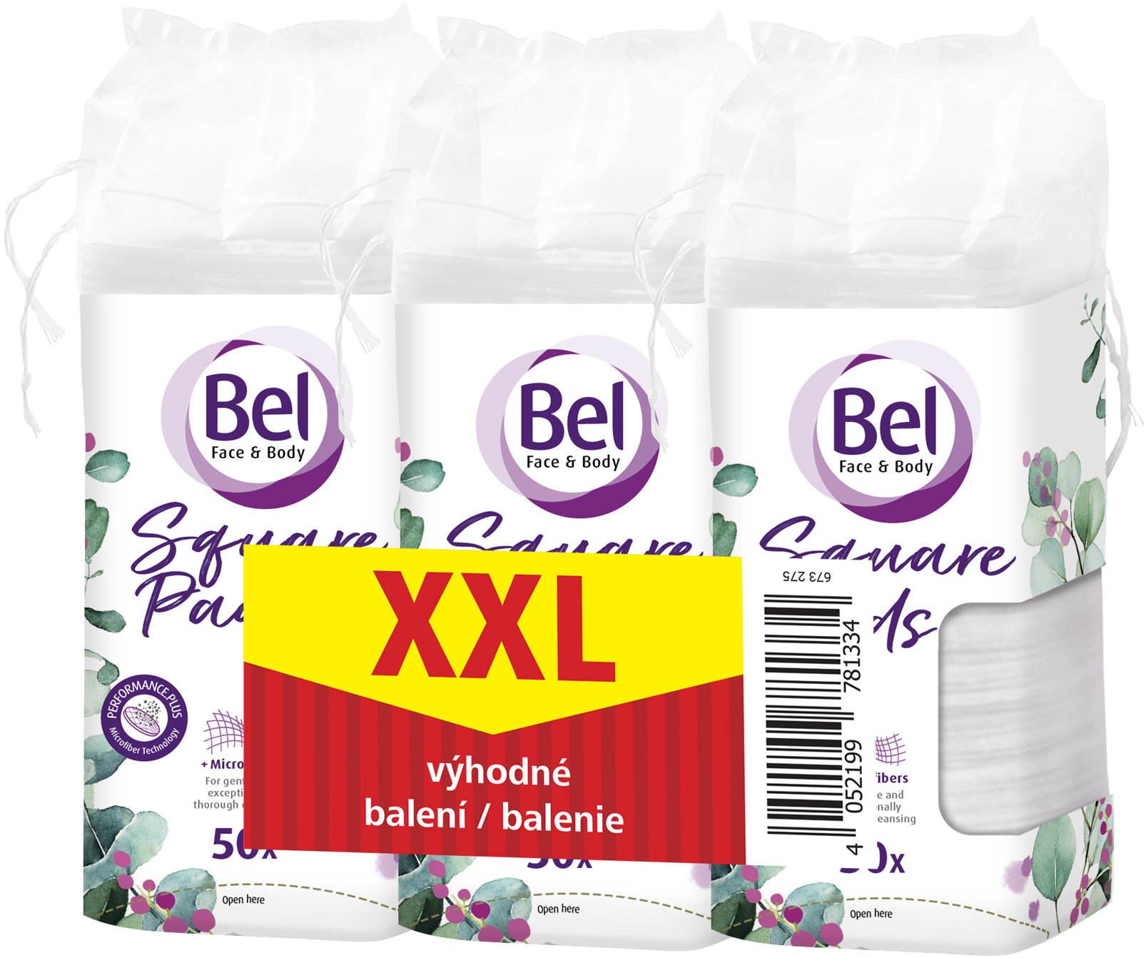 BEL Cosmetic tampony čtvercové - XXL pack 3 × 50 ks
