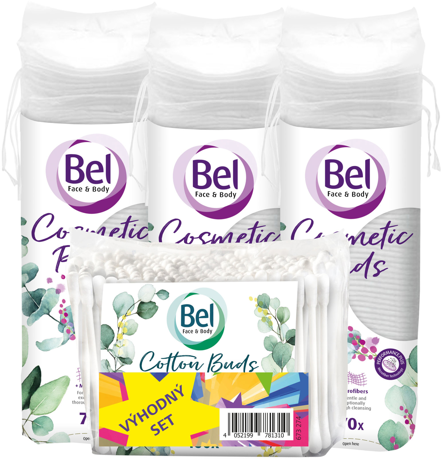 BEL Cosmetic tampony 3 x 70 ks + Cotton tyčinky 160 ks