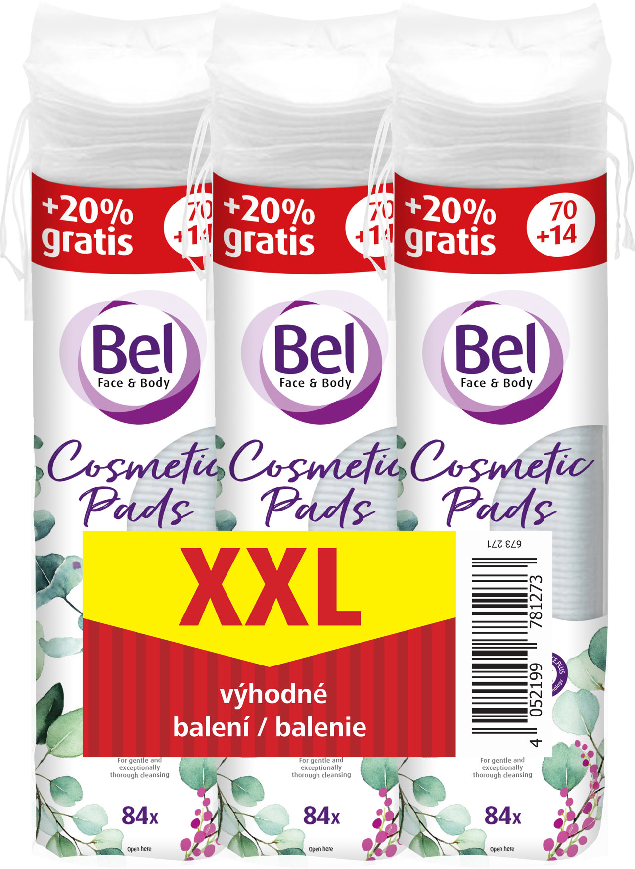 BEL Cosmetic tampony oválné XXL pack 3 × 84 ks