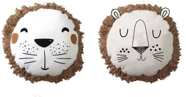 TEXTILOMANIE Kulatý dekorační polštářek Lion 40 cm, bílý