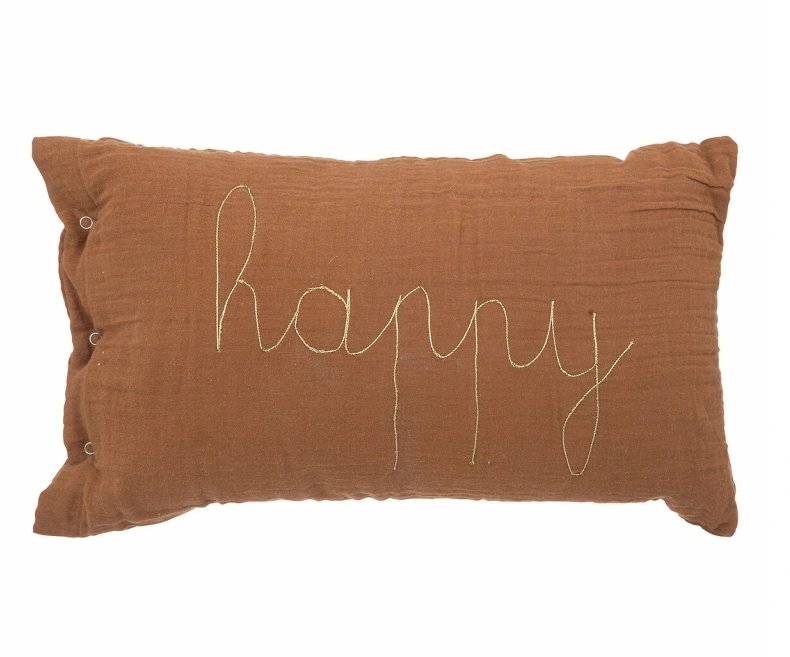 TEXTILOMANIE Dětský dekorační polštářek happy 50 × 30 cm, hnědý