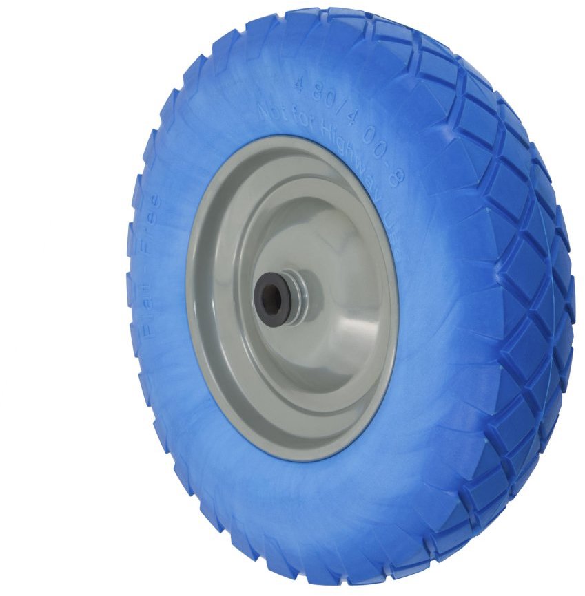 WALTECO Nepropíchnutelné kolo, průměr 390 mm, průměr osy 20 mm, modrá guma, nosnost 200 kg