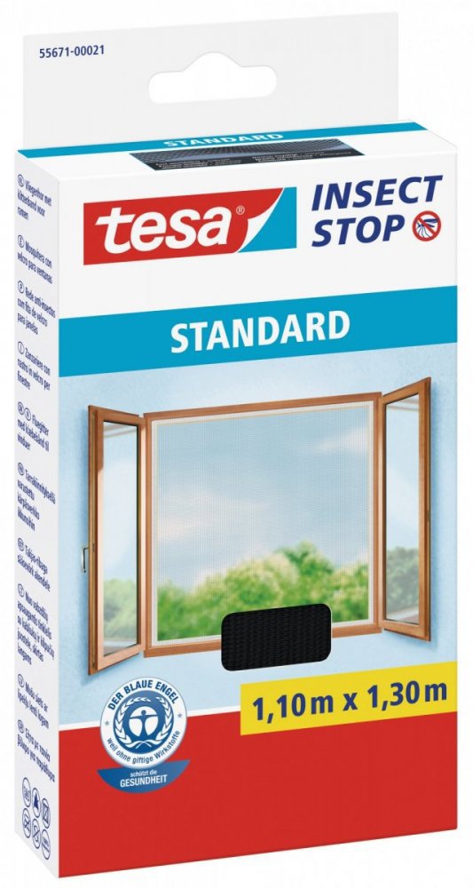 TESA Síť proti hmyzu STANDARD, na okno, antracitová, 1,1 m × 1,3 m