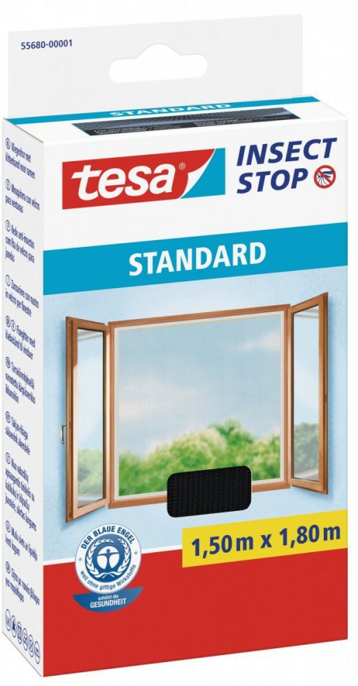 TESA Síť proti hmyzu STANDARD, na okno, antracitová, 1,5 m × 1,8 m