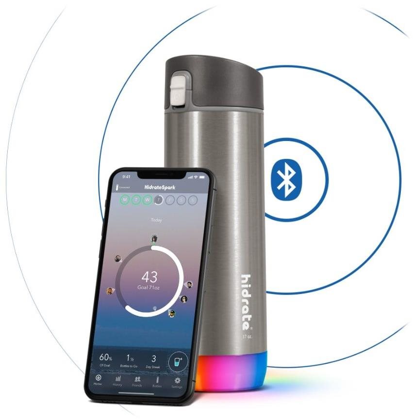 HidrateSpark Steel – chytrá lahev, 620 ml, stainless