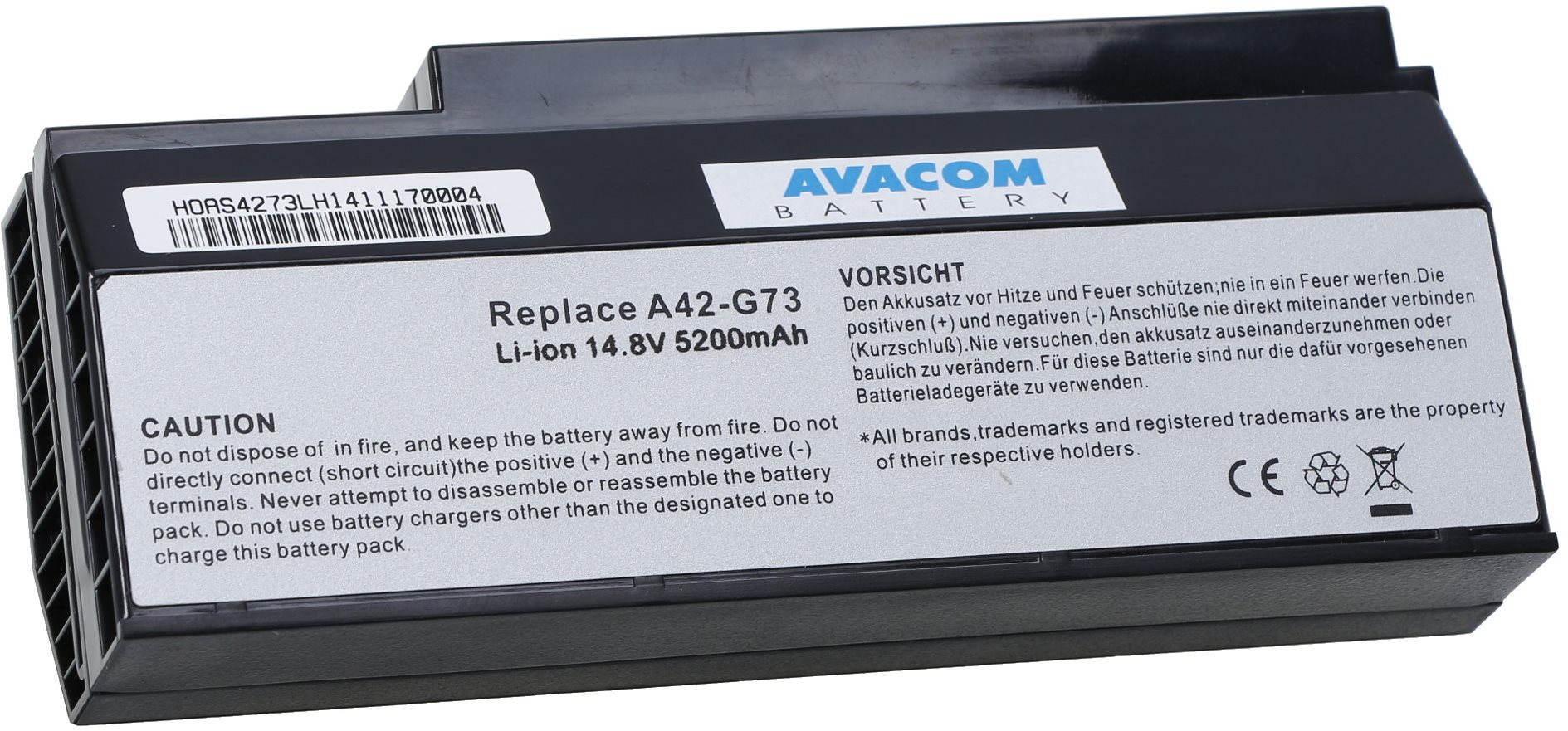 Avacom pro Asus G53, G73 series A42-G53 Li-ion 14,8V 5200mAh/77Wh
