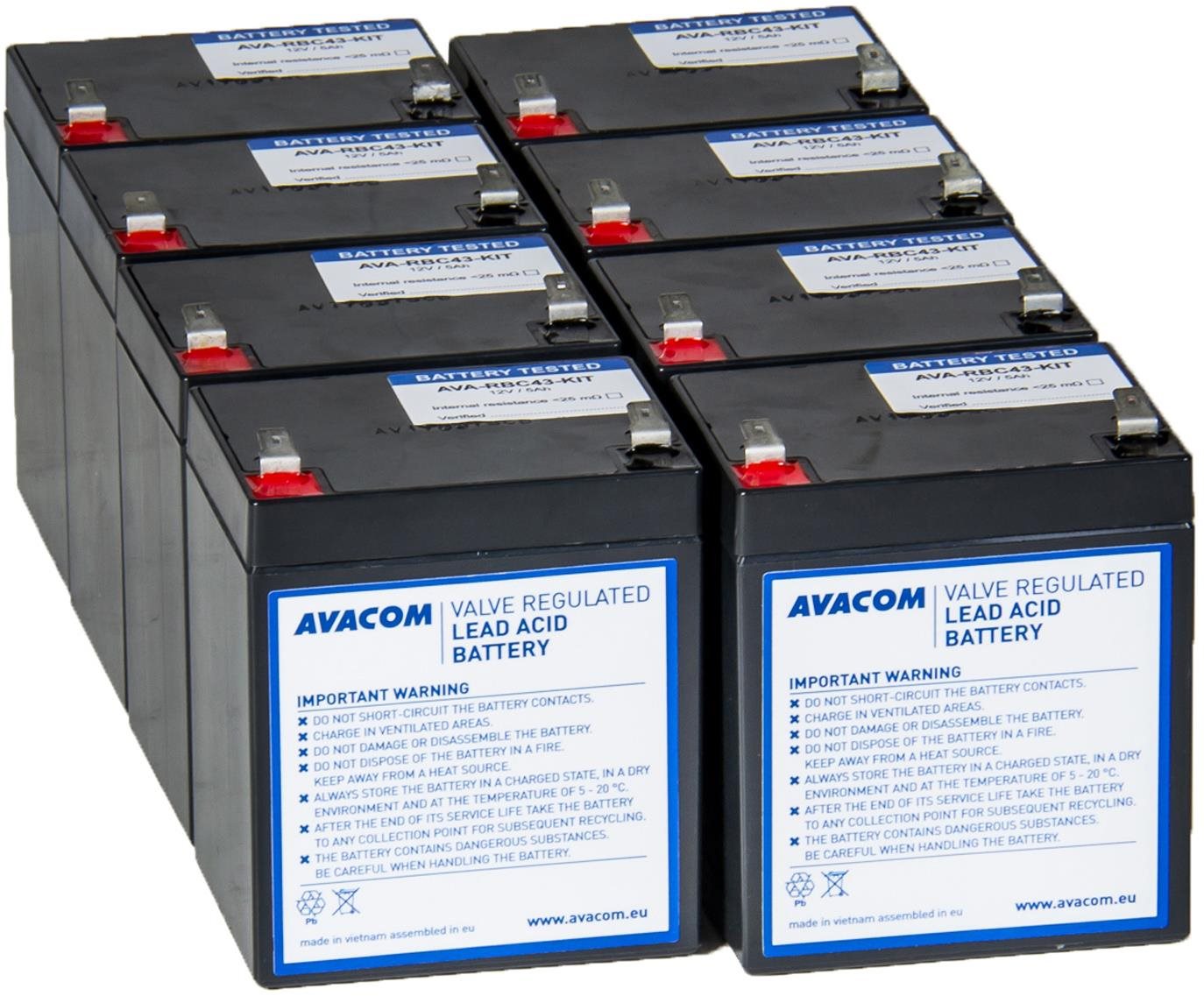 Avacom náhrada pro RBC43 - baterie pro UPS (8ks)