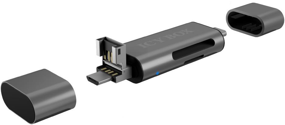 Icy Box IB-CR200-C s duálním konektorem USB-A/microUSB a USB-C